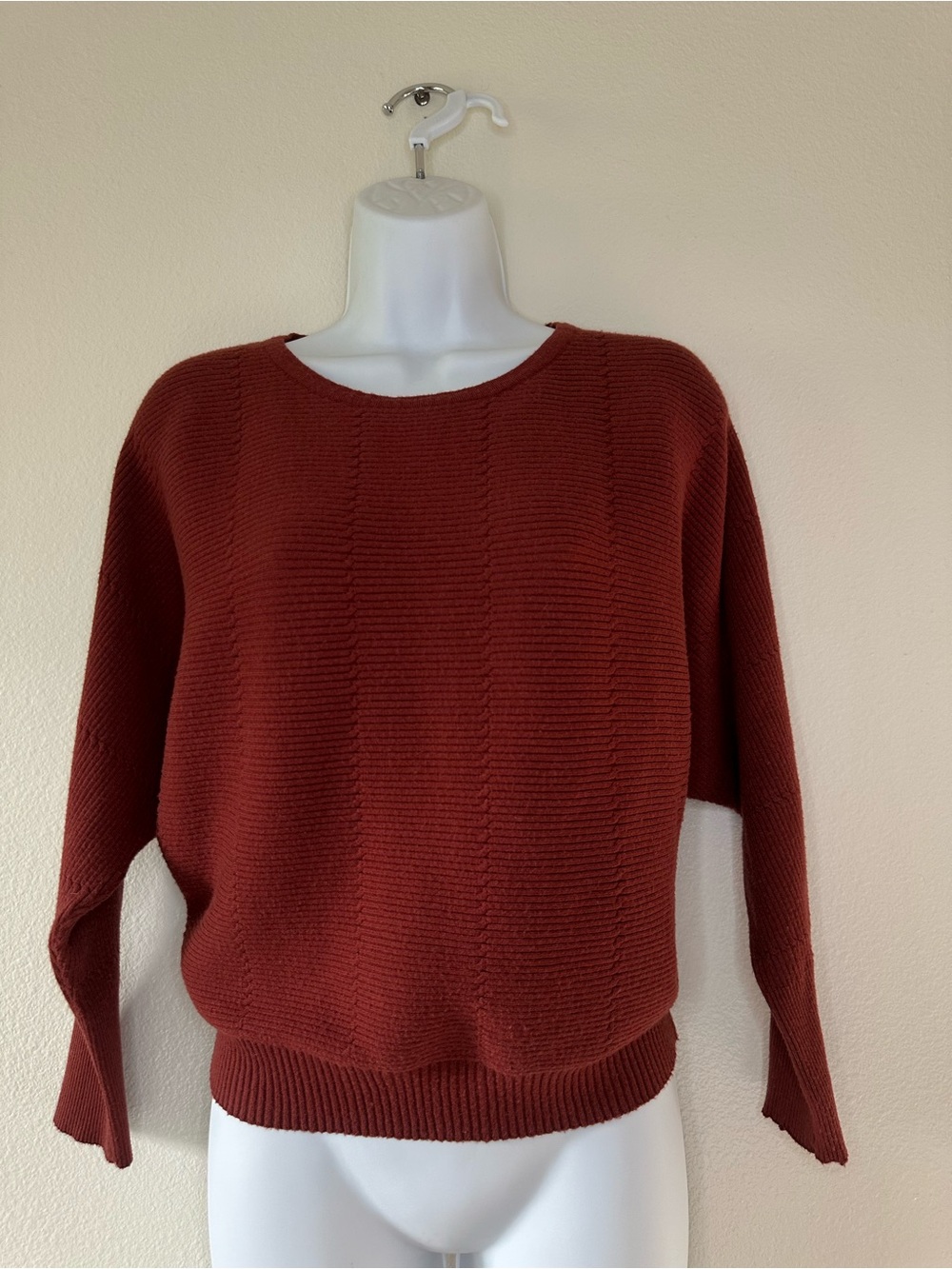 T Tahari Rust Textured Knit Sweater XL - Picture 3 of 4